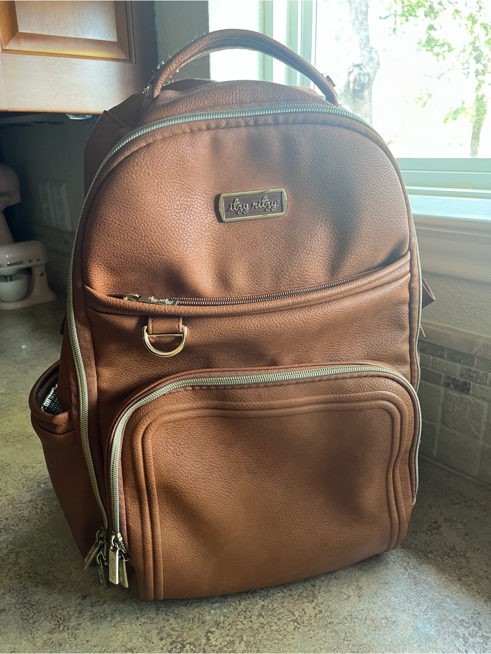 Itzy Ritzy Brown Faux-Leather Men's Backpack